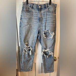 American Eagle Light Wash Distressed Mom Jeans